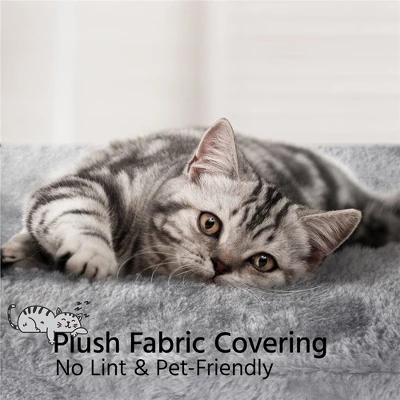 Yaheetech 59"H 4-Level Plush Cat Tree With Condos - Light Gray 4 Yaheetech 59"H 4-Level Plush Cat Tree With Condos - Light Gray - Image 4