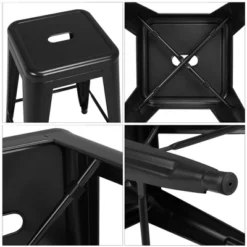 Yaheetech 24" Set Of 4 Metal Counter Height Backless Stackable Bar Stools Indoor/Outdoor -Furniture GUEST 58e48855 5722 48aa a36b e1be0febba4f