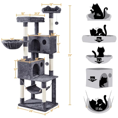 Yaheetech 73"H 4-level Plush Cat Tree Tower With Condos Platform 2 Yaheetech 73"H 4-level Plush Cat Tree Tower With Condos Platform - Image 2