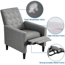 Yaheetech Fabric Tufted Upholstered Recliner Sofa Chair Adjustable Back & Footrest -Furniture GUEST 59880ba6 de4c 47c1 84ea 4e08ff69ae2d