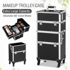 Yaheetech Rolling Aluminum 3 In 1 Makeup Case Trolley Makeup Beauty Box Case -Furniture GUEST 5a957807 6d43 4157 ac04 ff5f49bc4080