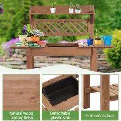 Yaheetech Outdoor Garden Potting Bench Wooden Work Station -Furniture GUEST 5ac9e6af 327a 413d 93f6 6fc38c111ef7