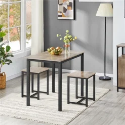 Yaheetech Industrial 3-Piece Space Saving Dining Table Set, For Kitchen, Dining Room