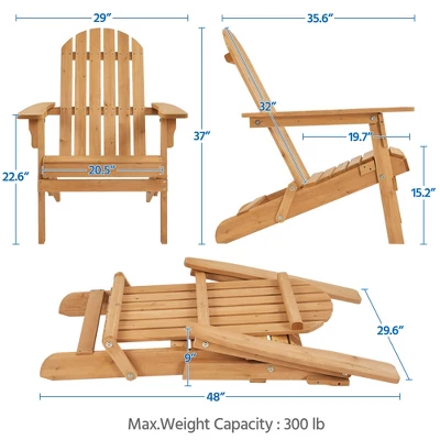 Yaheetech 2-piece Folding Adirondack Chair Solid Wood Outside Chair 2 Yaheetech 2-piece Folding Adirondack Chair Solid Wood Outside Chair - Image 2