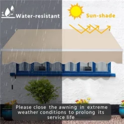 Yaheetech Retractable Awning Outdoor Sun Shade Garden Shelter Manual Adjustable With Protection Coating And Hand Crank -Furniture GUEST 5c97ed6d 6f74 4f82 bfa7 6f135901fa06