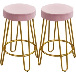 Yaheetech Set Of 2 Upholstered Velvet Counter Stools With Metal Legs -Furniture GUEST 5d09224d 80f5 41b8 ac9f b1f54b56c1b0