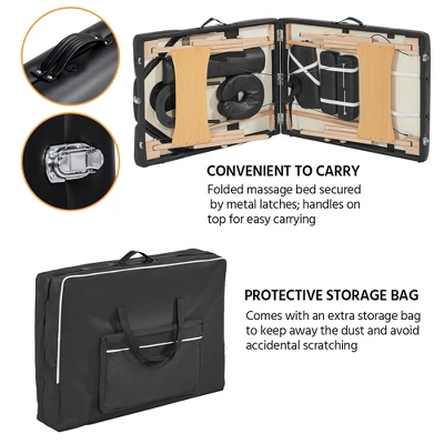 Yaheetech Professional Portable Massage Bed 3 Folding Massage Table With Backrest Black 7 Yaheetech Professional Portable Massage Bed 3 Folding Massage Table With Backrest Black - Image 7