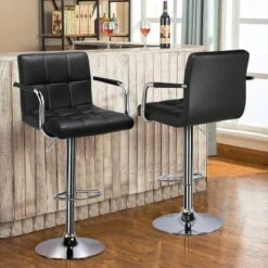 Yaheetech 2PCS Swivel Adjustable Bar Stools With Large Steel Pedestal Base For Bar Counter