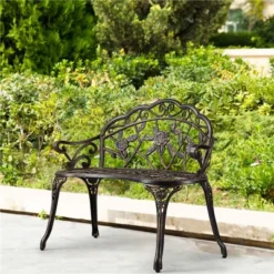 Yaheetech Outdoor Metal Bench Patio Park Bench