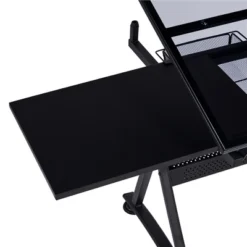 Yaheetech Adjustable Glass Drafting Table & Stool Set Black -Furniture GUEST 5e7a0f40 3c23 40c9 8dd4 6a3070da0177