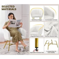 Yaheetech Boucle Barrel Chair Accent Chair With Armrest, White -Furniture GUEST 5e8daad7 a078 4595 9f0e 38497efa191f