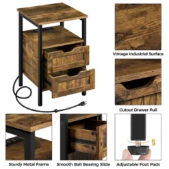 Yaheetech 2-Drawer End Table With Charging Outlets And USB Ports -Furniture GUEST 5ef657e6 afa9 4769 a485 8d90fbdcd8b2