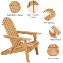 Yaheetech 2-piece Folding Adirondack Chair Solid Wood Outside Chair, Brown -Furniture GUEST 5f3e514c 6e44 4c78 9cfb c9396d2fbdd4 1