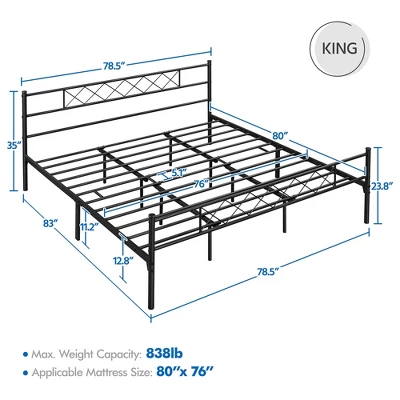 Yaheetech Simple Metal Bed Frame With Headboard&Footboard Slatted Bed Base 2 Yaheetech Simple Metal Bed Frame With Headboard&Footboard Slatted Bed Base - Image 2
