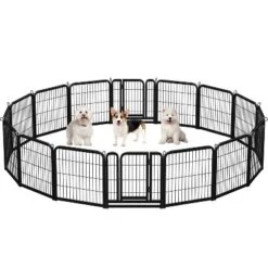 Yaheetech 16 Panels Dog Playpen Metal Pet Playpen, Black -Furniture GUEST 604ae60b 7462 4943 b18a 8b74eb76a266