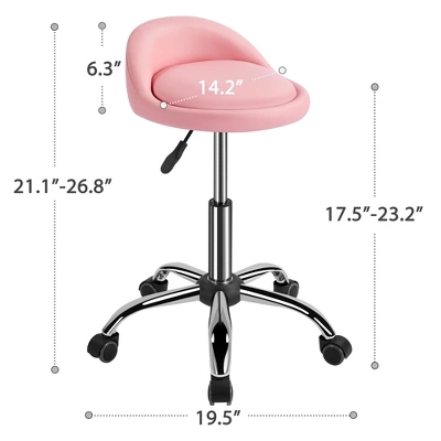 Yaheetech Height Adjustable Modern PU Leather Rolling Bar Stool Salon Stool 2 Yaheetech Height Adjustable Modern PU Leather Rolling Bar Stool Salon Stool - Image 2