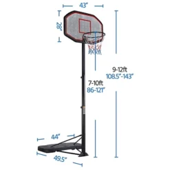 Yaheetech 43-inch Portable Basketball Hoop 9-12ft Adjustable Height Basketball Hoop System For Outdoors