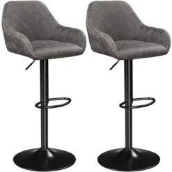 Yaheetech 2pcs Upholstered Height Adjustable Swivel Bar Stools Set -Furniture GUEST 623b0963 24d5 4f75 96f2 b7cd46919da5