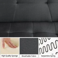 Yaheetech Fabric Futon Sofa Bed With Armrest Adjustable Backrest For Living Room 15 Yaheetech Fabric Futon Sofa Bed With Armrest Adjustable Backrest For Living Room -Furniture GUEST 6294549c 6b7d 4d68 bae9 281da36b1848