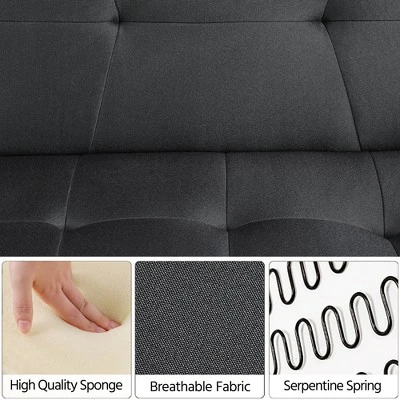 Yaheetech Fabric Futon Sofa Bed With Armrest Adjustable Backrest For Living Room 4 Yaheetech Fabric Futon Sofa Bed With Armrest Adjustable Backrest For Living Room - Image 4