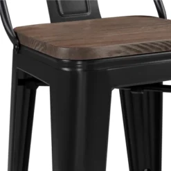 Yaheetech 26" Low Back Metal Counter Height Bar Stools With Wood Seat & Footrest, Set Of 4 -Furniture GUEST 6382ee9a 98df 4d7d ba00 fa06a4ec47a2