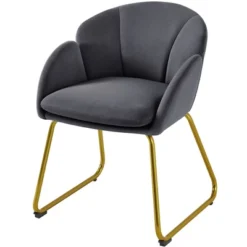 Yaheetech Velvet Armchair Accent Chair With Metal Legs For Living Room/Bedroom -Furniture GUEST 64087f72 007f 433a 84e0 3eeb63295ecc