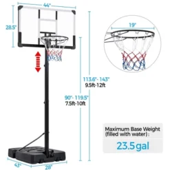 Yaheetech Portable Basketball Hoop System For Teens/Adults Black