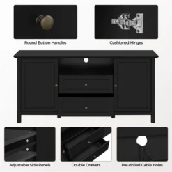 Yaheetech 58in Modern TV Console Table Mid-century TV Storage Cabinet Black -Furniture GUEST 66eb56c2 18ae 4a70 b0c2 32648e5d889e