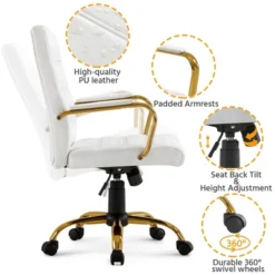 Yaheetech Adjustable Mid-Back Office Chair Executive Chair White 9 Yaheetech Adjustable Mid-Back Office Chair Executive Chair White -Furniture GUEST 66f546d8 54d0 4bdb 9dba 0cc5e379826c