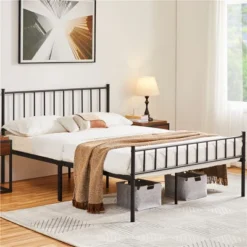 Yaheetech Metal Platform Bed Frame With Spindle Headboard And Footboard
