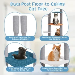Yaheetech 8-8.6FT Adjustable Floor-to-Ceiling Cat Tree, Blue/Orange -Furniture GUEST 67a55cfe d89d 4aa4 93f2 b481a696dcd4
