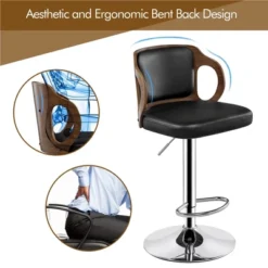 Yaheetech Bar Counter Stool Height Adjustable Faux Leather For Kitchen Counter Home Bar Pub -Furniture GUEST 67e8935a ad9d 4a61 9298 417811e50818