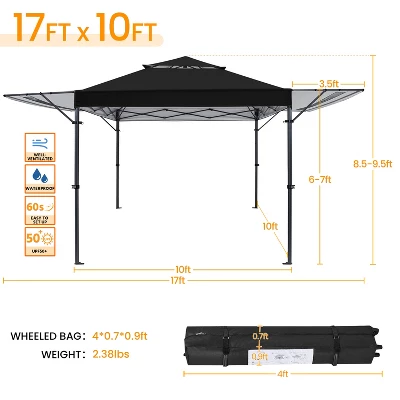 Yaheetech 10x17ft Pop-up Gazebo Canopy With Double Awnings 2 Yaheetech 10x17ft Pop-up Gazebo Canopy With Double Awnings - Image 2