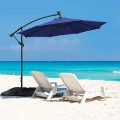 Yaheetech 10 Ft Patio Offset Umbrella With Crank & Cross Base