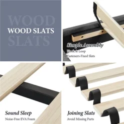 Yaheetech Upholstered Bed Frame With Wing Side -Furniture GUEST 69c02b99 0f43 41c2 af49 4531875a48dd