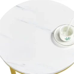 Yaheetech X-Based Faux Marble Side Table, Round Tabletop, Sturdy Metal Legs -Furniture GUEST 69c9d964 b4ff 4145 913a b0ac3f46154c