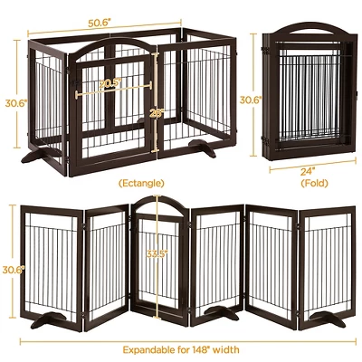 Yaheetech 34" Height Tall Pet Gate With Wood And Wire For Doorway 3 Yaheetech 34" Height Tall Pet Gate With Wood And Wire For Doorway - Image 3