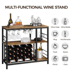 Yaheetech Home Bar Industrial Wine Rack Table With Glass Holder, Wine Bar Cabinet, Rustic Brown 9 Yaheetech Home Bar Industrial Wine Rack Table With Glass Holder, Wine Bar Cabinet, Rustic Brown -Furniture GUEST 6a3d2b8c 2f64 4b13 9bd2 2cce88143eed