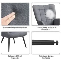 Yaheetech Accent Chair And Ottoman Set Arm Chair With Foot Rest For Living Room Gray -Furniture GUEST 6a622672 152e 4a99 94f3 a651ed979f52