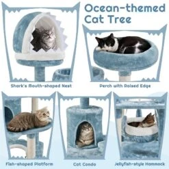 Yaheetech 61inch Multi-Level Ocean-themed Cat Tree, Blue 8 Yaheetech 61inch Multi-Level Ocean-themed Cat Tree, Blue -Furniture GUEST 6ac61183 d806 4228 9ff5 b55c6e9e61d3