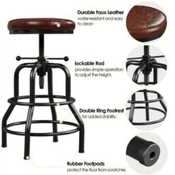 Yaheetech Industrial Counter Height Faux Leather Bar Stool Swivel -Furniture GUEST 6b7cba46 85a8 4c46 80ae 7b1a141c1fe7