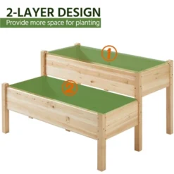 Yaheetech 2-tier Elevated Raised Garden Bed Wood -Furniture GUEST 6bdeb691 7c6f 4ac8 ae4c 63a32800a5d8