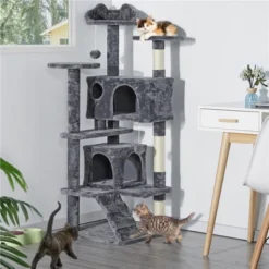 Yaheetech 54"H Cat Tree With 2 Condos For Kittens Small Cats
