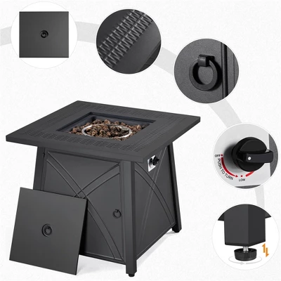 Yaheetech 28'' Propane Gas Fire Pit With Lid And Iron Tabletop 4 Yaheetech 28'' Propane Gas Fire Pit With Lid And Iron Tabletop - Image 4