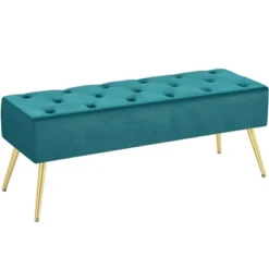 Yaheetech Modern Upholstered Button-Tufted Ottoman Footstool Bench For Bedroom -Furniture GUEST 6df64eb4 6dfb 4cfe a8fd 80a14fb6ac7a