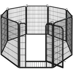 Yaheetech 8 Panels 47.5″ Dog Playpen Panels Steel Dog Cat Exercise Barrier, Black -Furniture GUEST 6e536130 9956 48c9 b179 f67beaf09e14