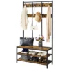 Yaheetech 73"H 3-IN-1 Hall Tree With 2 Shelves & 24 Hooks For Entryway/Hall, Rustic Brown