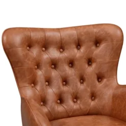 Yaheetech Vintage Accent Armchair With High Back Faux Leather For Living Room -Furniture GUEST 6f715f3f 4ade 432f b2f4 f425aa224f97