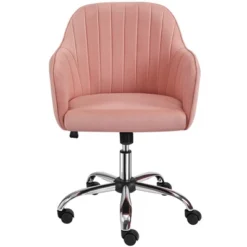 Yaheetech Modern Velvet Desk Chair Soft Height-Adjustable 360°Swivel Computer Chair -Furniture GUEST 6fc74d76 8de9 4ad5 9937 1a62364f57ea