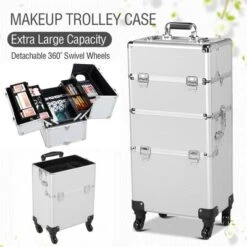 Yaheetech Rolling Aluminum 3 In 1 Makeup Case Trolley Makeup Beauty Box Case -Furniture GUEST 70261005 2c68 442d a82a f5b9004999a5